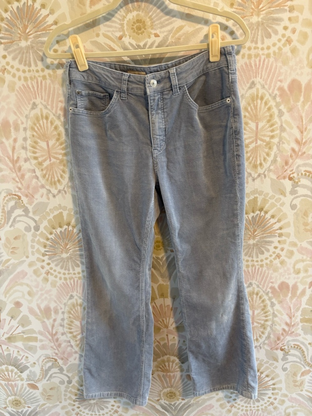 Anthropologie Pilcro and the Letterpress Blue Corduroy Cropped Flare Pants Sz 28
